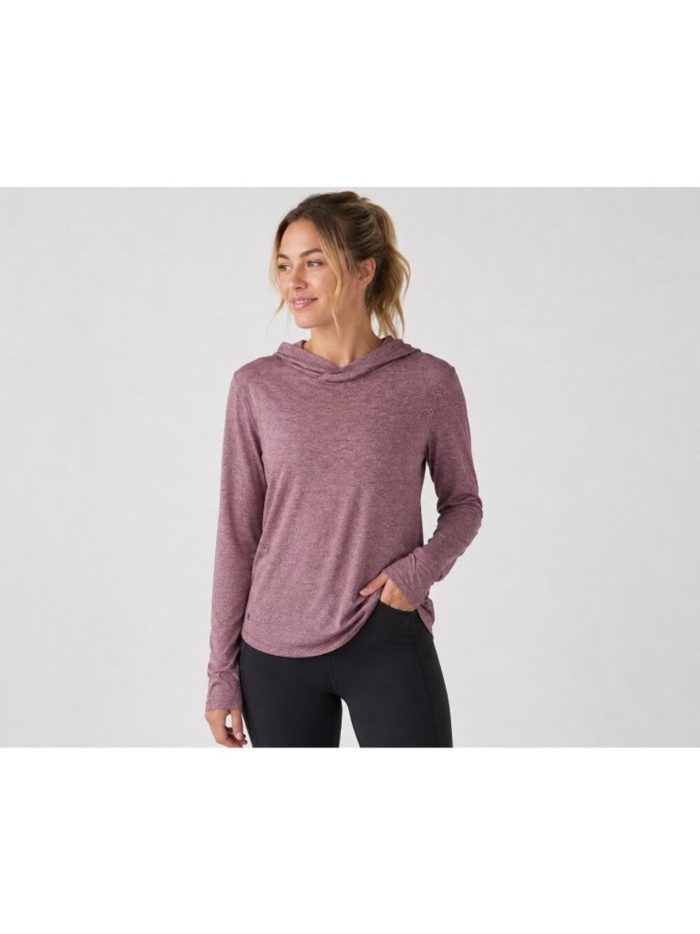 Lululemon Shirt Womens Medium Long Sleeve Performance Hoodie Heathered Mauve E1
